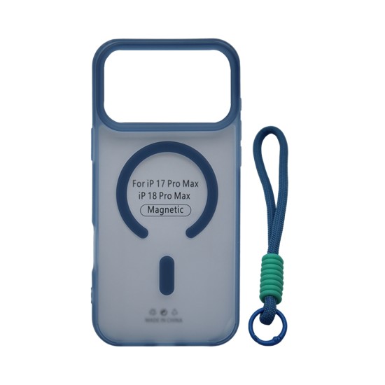 Capa de Silicone Designer Magnética com Cordão para Apple iPhone 17 Pro Max/iPhone 18 Pro Max Azul